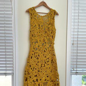 Ulla Johnson Yael Crochet Dress Yellow